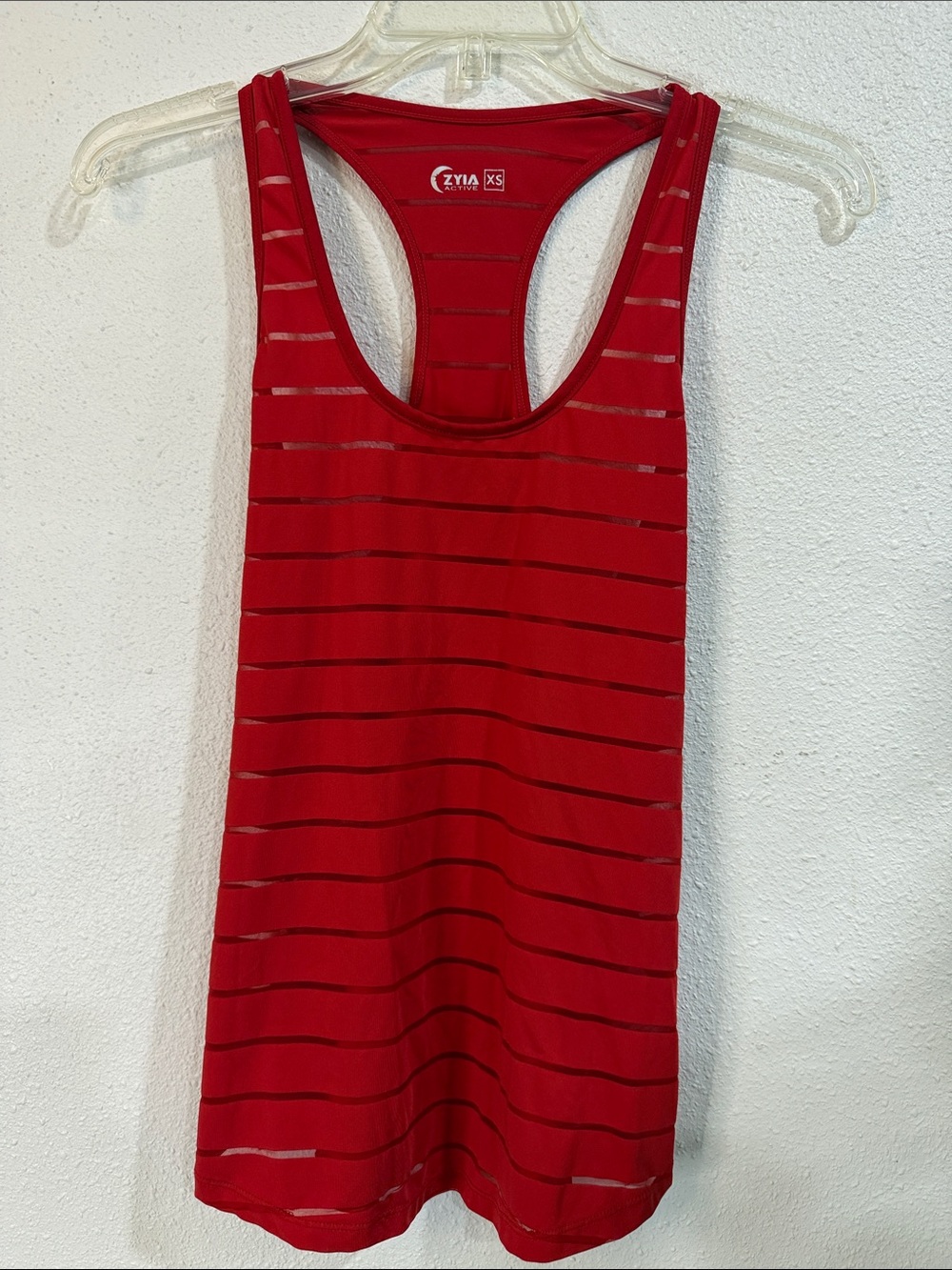 ZYIA Red Sheer-Strip Racerback Tank Top